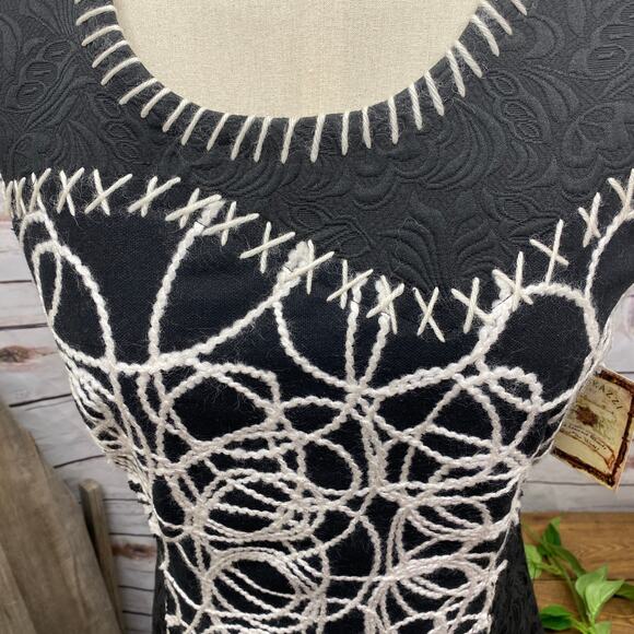 PAPARAZZI by BIZ Woolblend Black & White Dress S Winter Pick Stitch Embossed - Picture 8 of 12